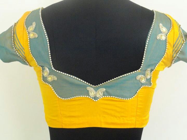 39. Yellow Blouse with Ash patch work