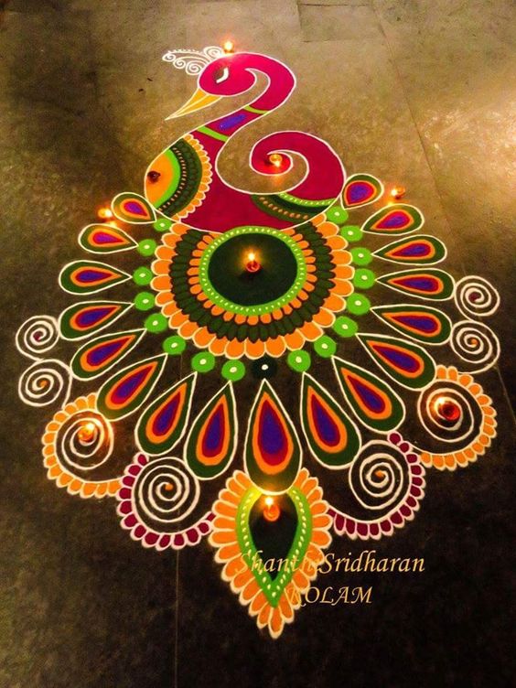 Peacock rangoli 4