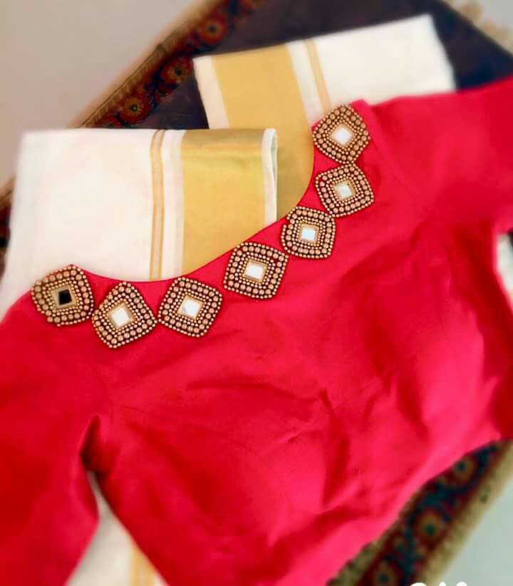 Mirror Work Blouse for Kerala saree