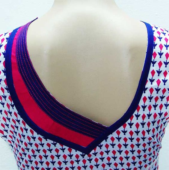 48. White Flower blouse with single side neck Patch Work