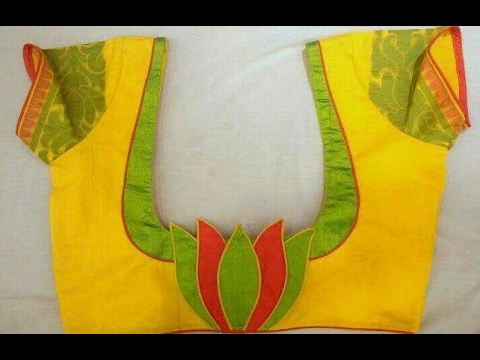 5. Yellow Blouse with Lotus design green patch work