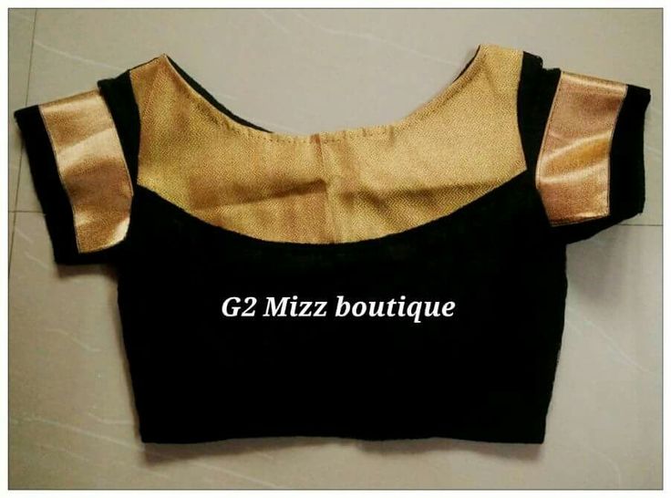 6. Black Blouse with golden boat neck patch work