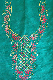 1. Green salwar with Yellow and Pink Thread Embroidery