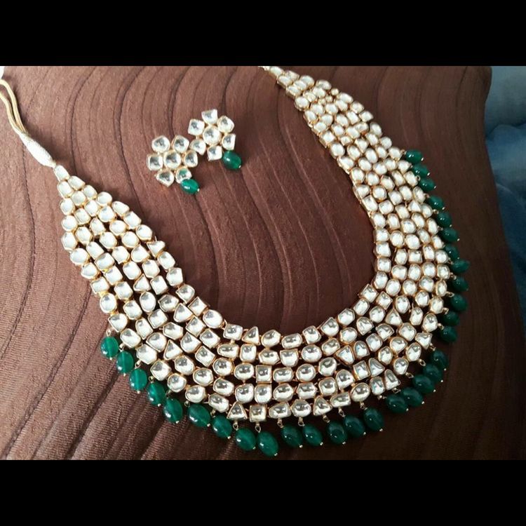 1.Five Strip Kundan with Emerald Neck jewelry 
