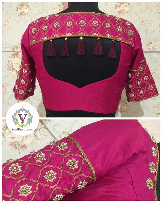 Trendy silk blouse with beautiful tassels