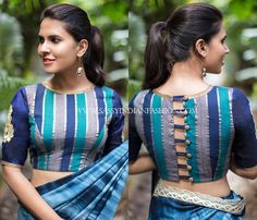 12. Blouse back neck designs for pattu saree