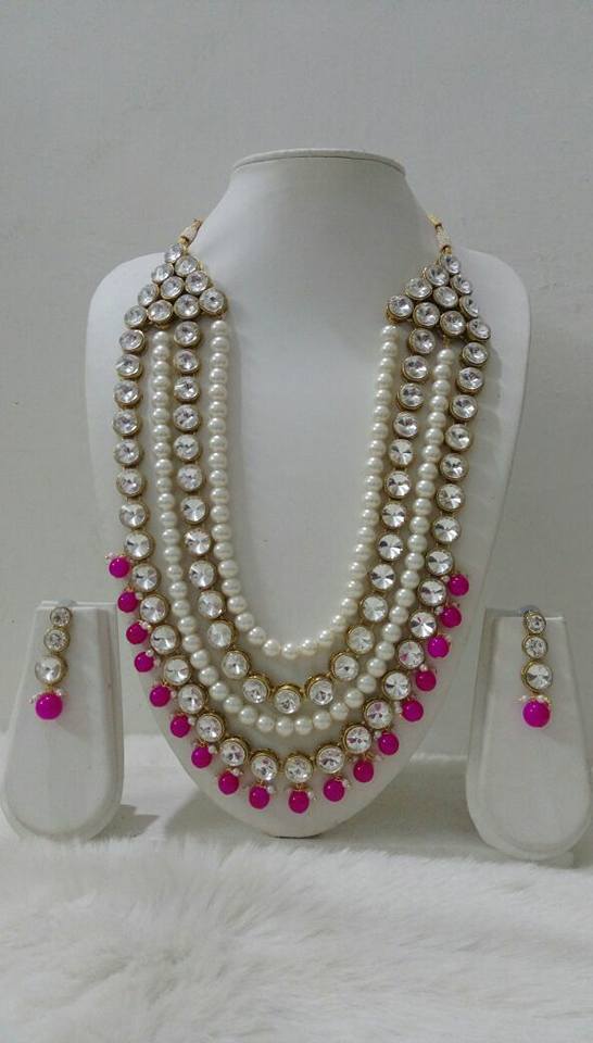 13.White pearl with kundan neck set