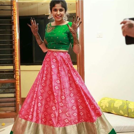 15.Green short Lehnga blouse