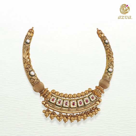 16.Golden beads with Kundan neck set