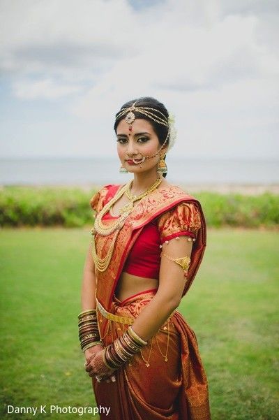 18.Red silk saree with Puff blouse