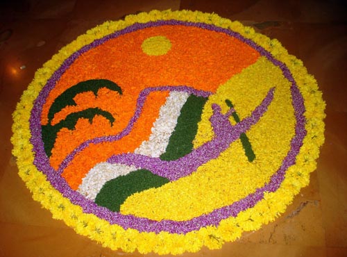 28. Indian Flag Poo kolam