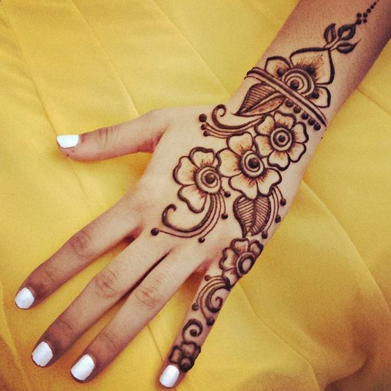 30.Three flower back henna design