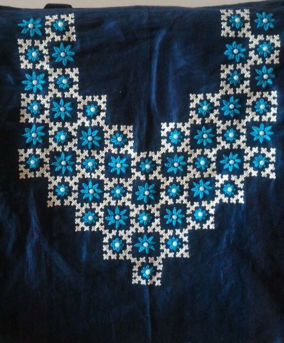 29.Royal Blue with white and blue Embroidery design