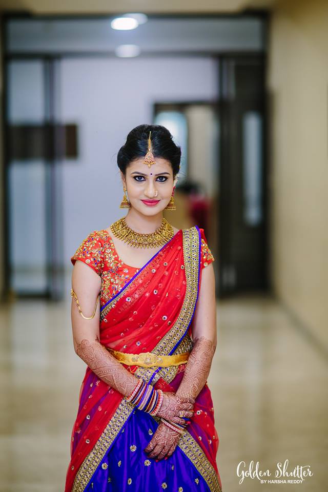 32.Red Silk Half saree