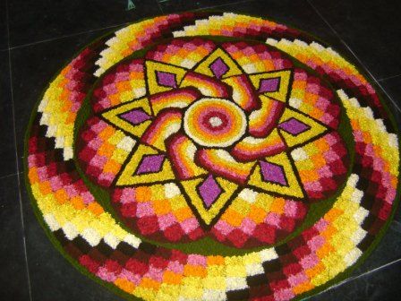 4. Geometric Violet Flower Poo Kolam