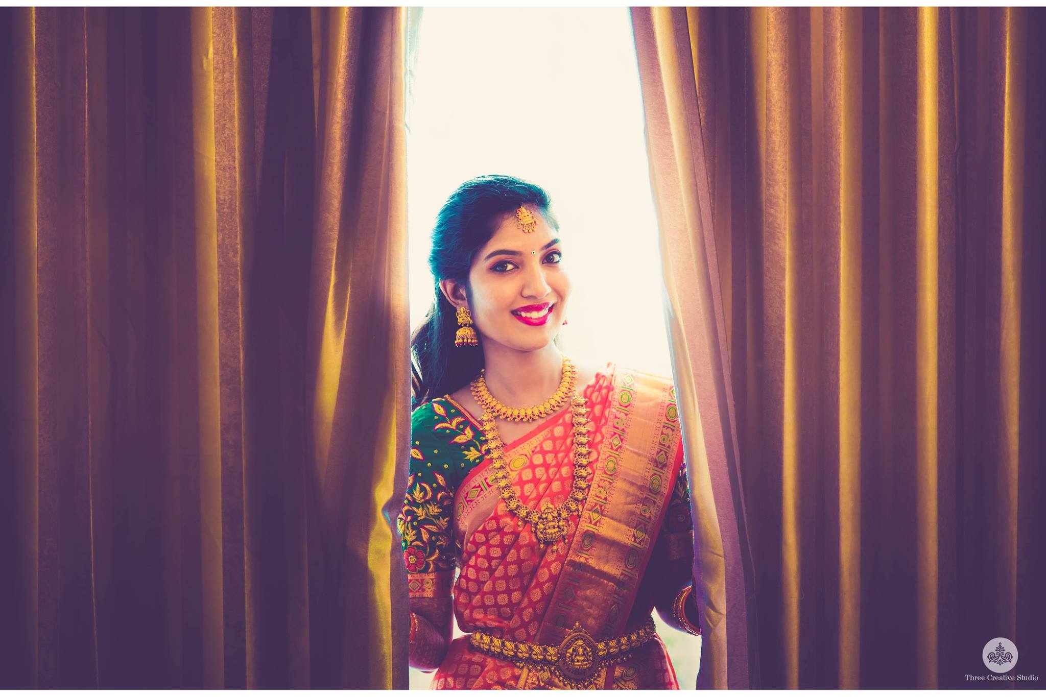 50.Sprakling red silk saree