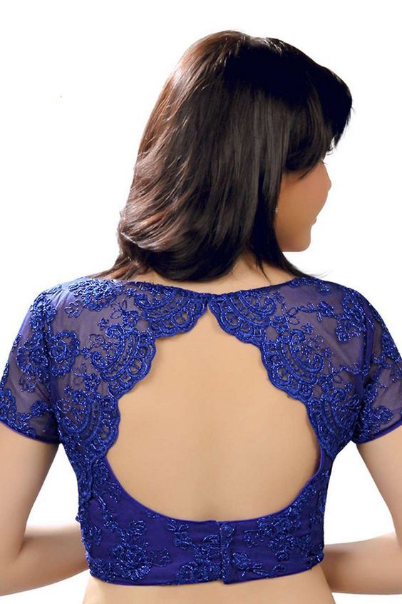 6. Royal Blue Designer Blouse back design