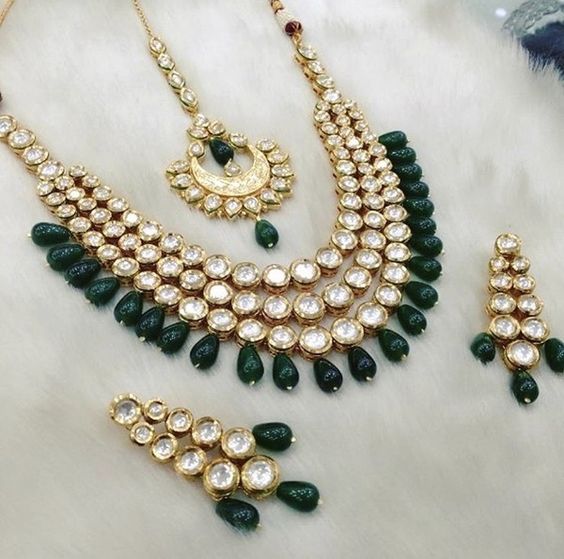 Forest Green Kundan Necklace Set