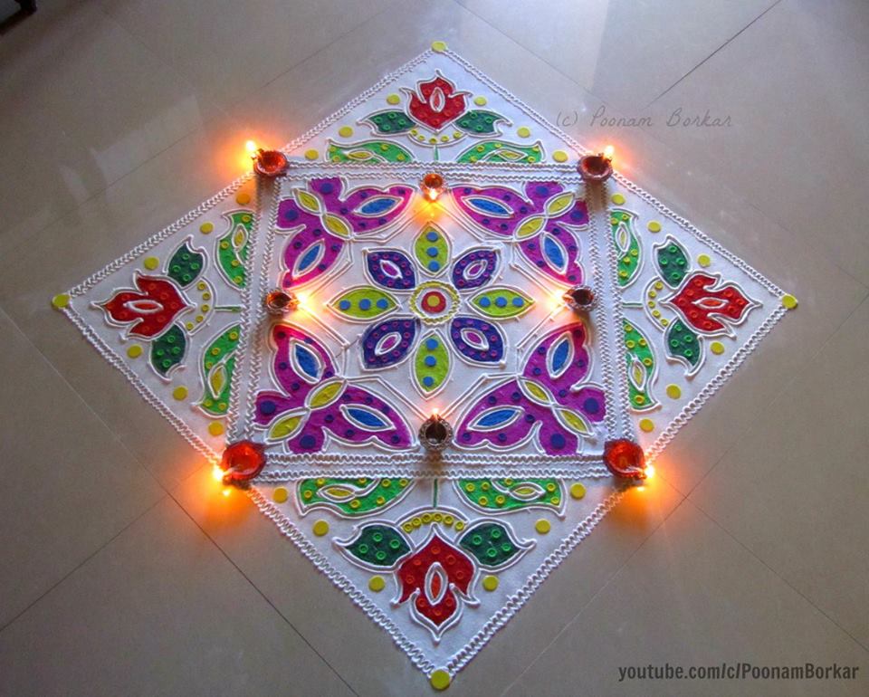 3.Geometric Square Rangoli 