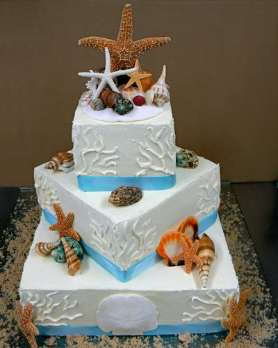 35.Blue Beach Wedding cake