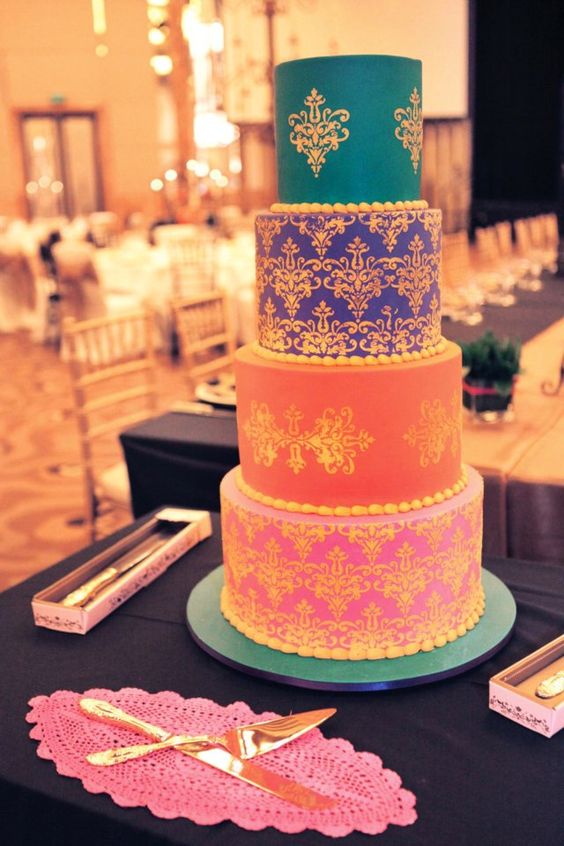 6.Colorful Henna wedding cake