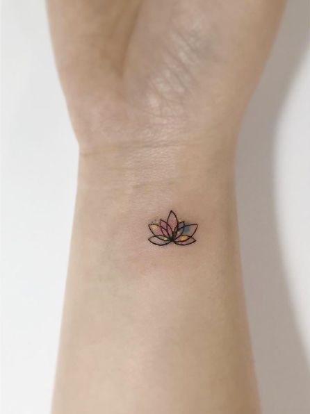 22.Colorful Lotus tattoo