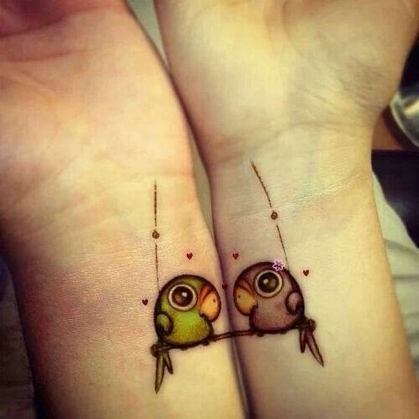 52.Cute love Birds Tattoo