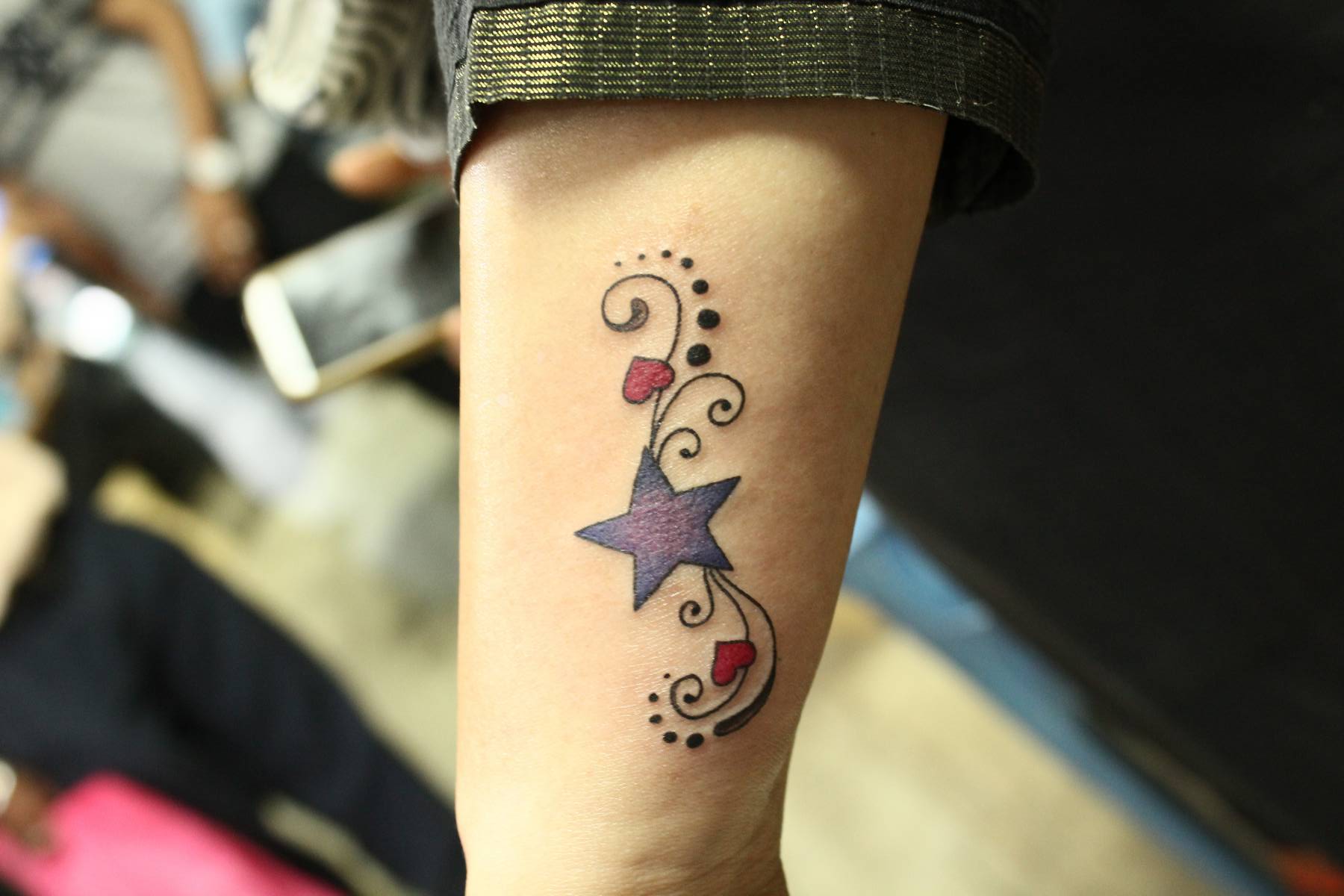 69.Color star and Heart Tattoo