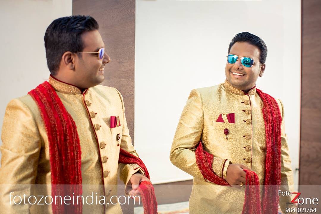 4.Golden Red Sherwani 