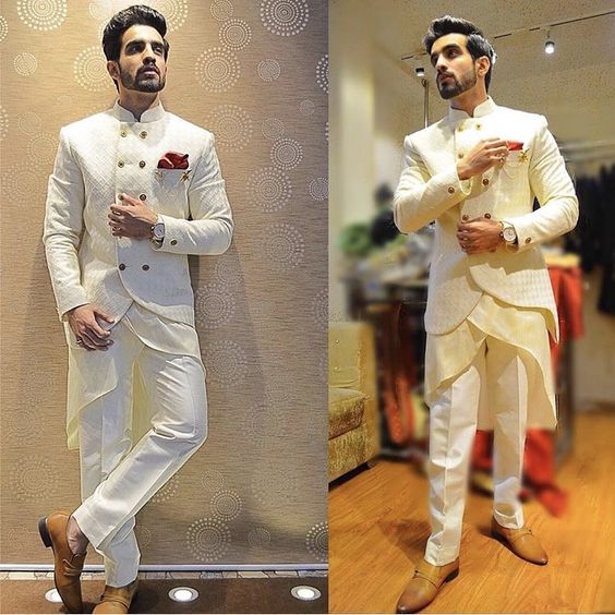 7.Designer white Sherwani