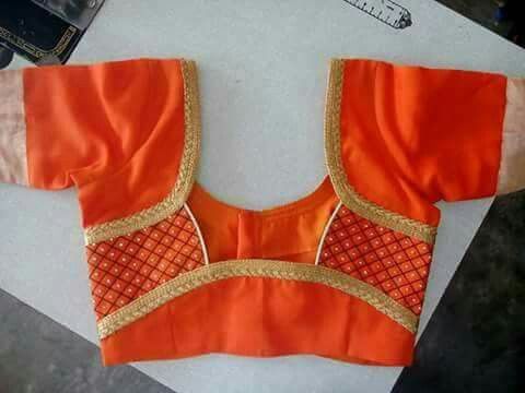 25.Orange Simple Work blouse 