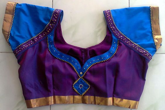 39.Purple with Blue Work Blouse