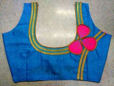 42.Blue blouse with flower 