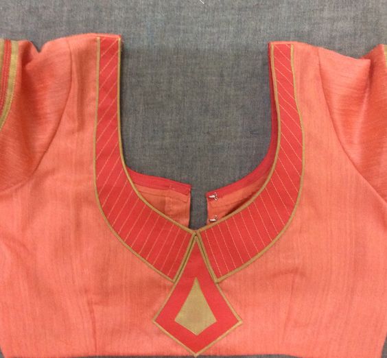 44.Orange with Pink Work Blouse 