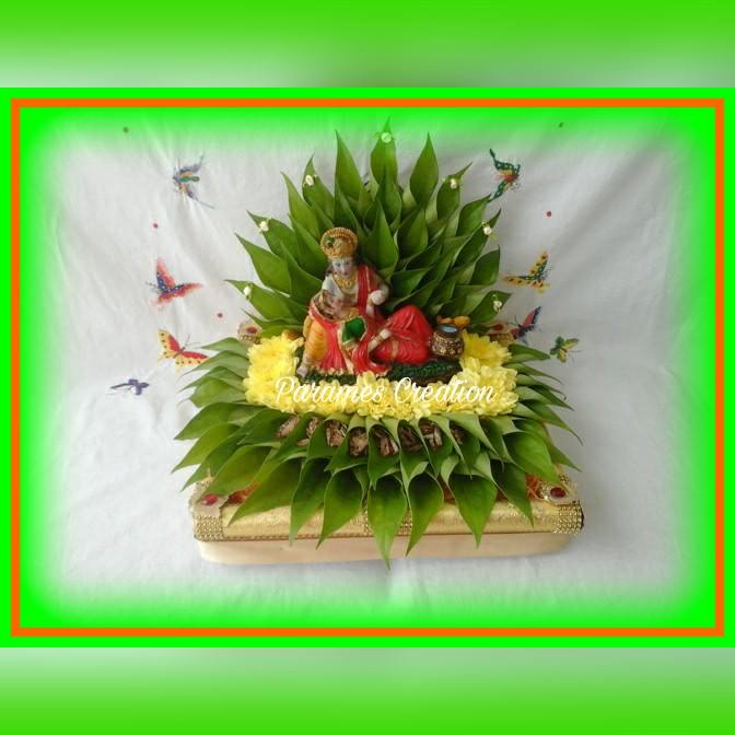 28.Radha krisha betel leaves plate decoration