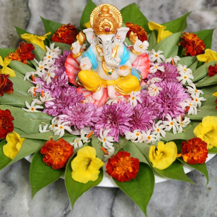 4.Ganesha Betel leaf decoration with flowers