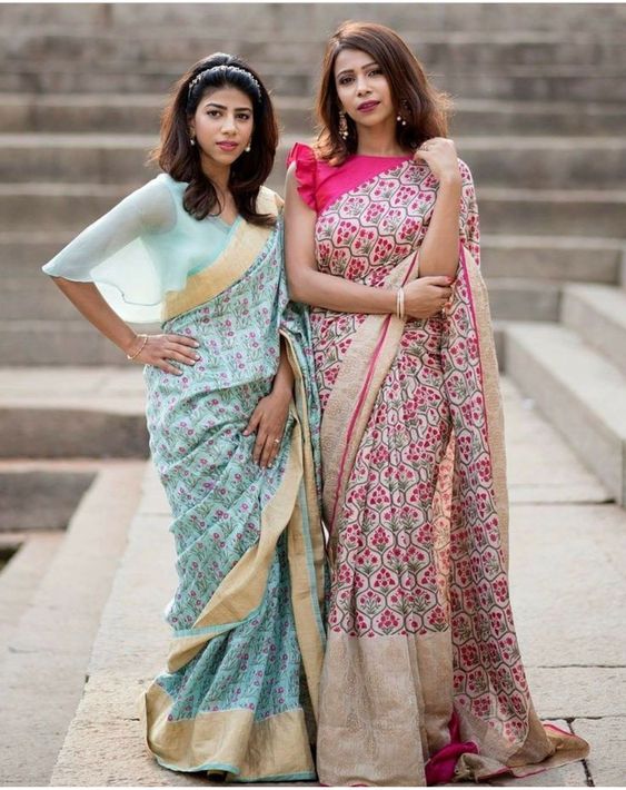 6.Trendy blouse design for cotton saree 