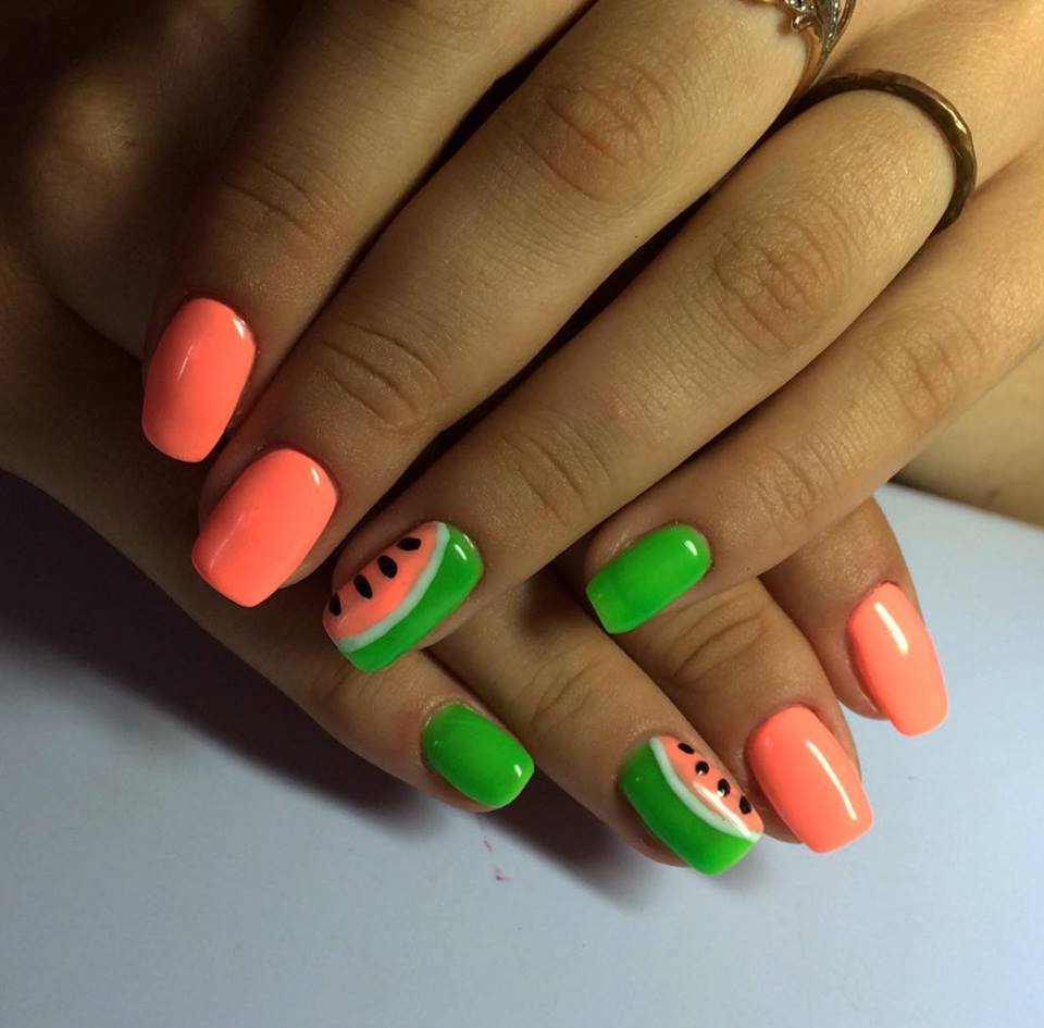 1.Cute Watermelon Nail Art
