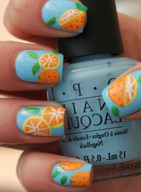 13.Orange Nail Art 