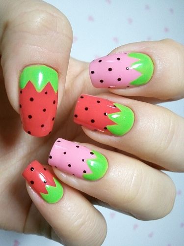 15.Colourful Watermelon Nail art 