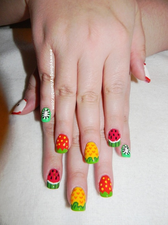 19.Mixed fruit for two hands nail art 