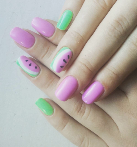 3.Purple watermelon nailart 