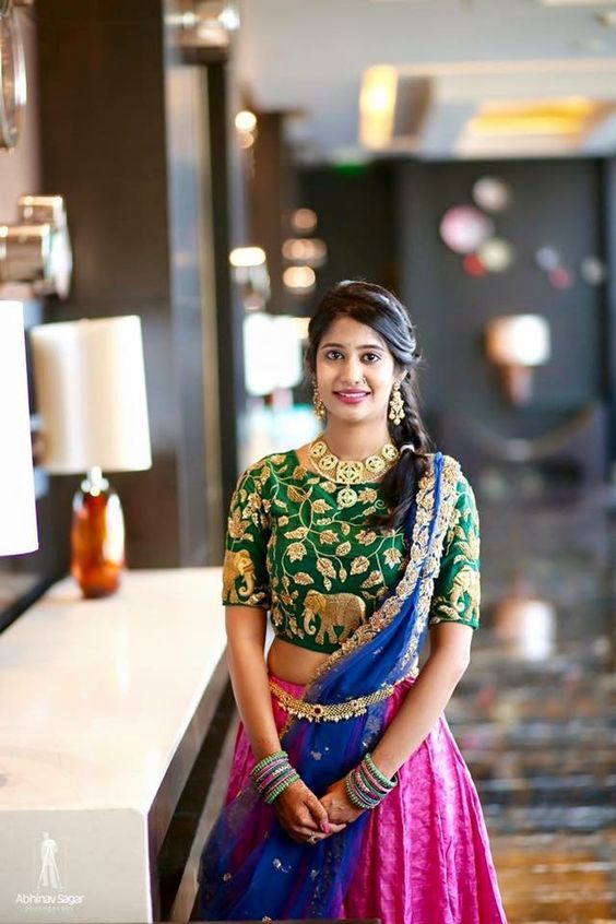 1.Green Elephant Blouse with Lehnga choli