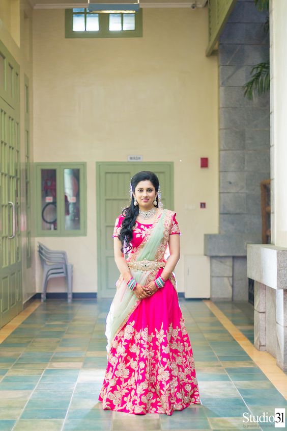 17.White with pink Bridal Lehnga 