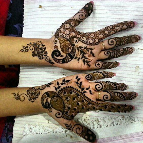 18.Easy Peacock Mehndi Design Art