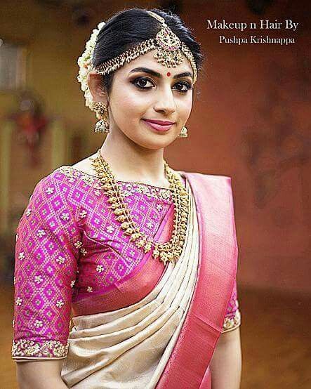 19.Gorgeous pink border silksaree 