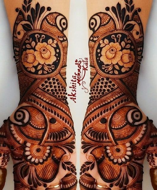 20.Rose with Peacock Mehndi design 