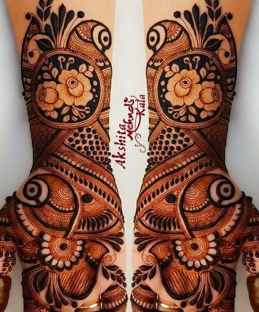 20.Rose with Peacock Mehndi design 