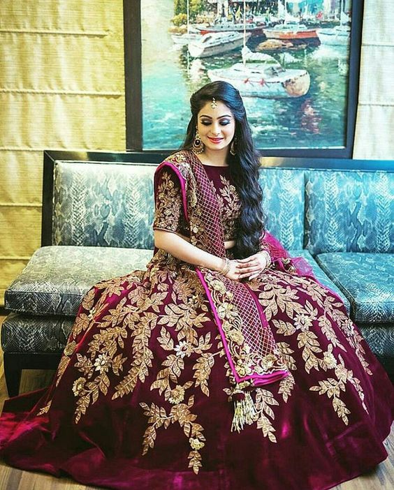 21.Designer Maroon Lehnga 