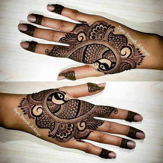 26.Arabic Peacock Henna Design